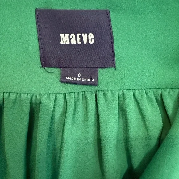 Maeve Anthropologie Green‎ Ruffle Front Blouse Size 6 Long Sleeve - Picture 2 of 6